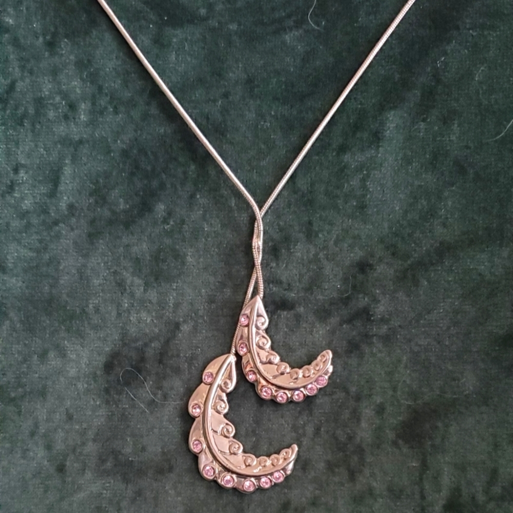 VTG 90s Y2K Lanvin Silver Rhinestone Leaf Necklace